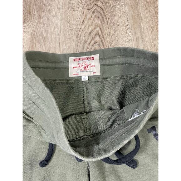 True Religion Green Jogger Sweatpants Men’s Size S Cargo Pockets Drawstring - Picture 5 of 7